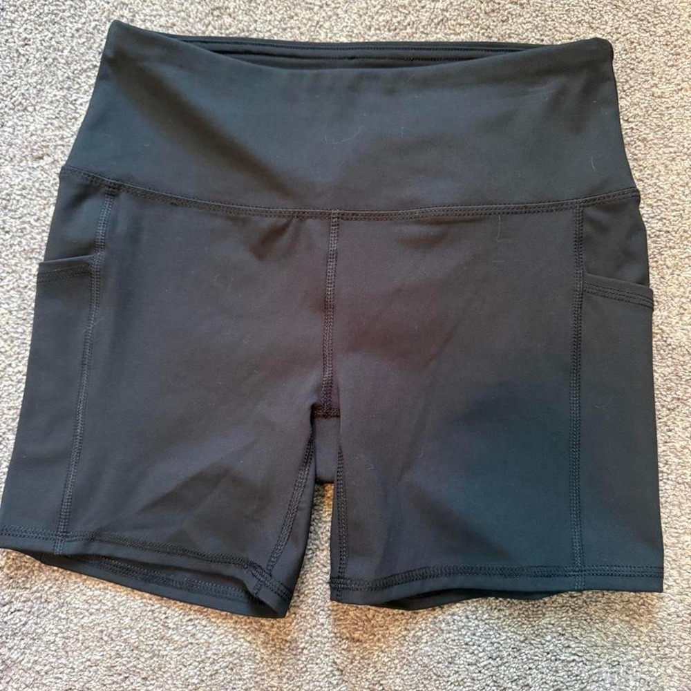 RBX Womens Black Biker Shorts High Waist Side Pockets Activewear Fitness S